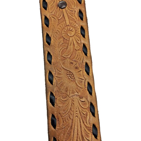 Washington Fire Fighters Belt Buckle & Tooled Leather Belt Vintage Siskiyou Buck - Picture 5 of 10